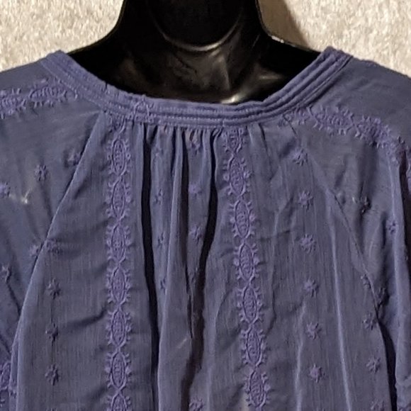Democracy Blue Embroidered Sheer Blouse EUC - Picture 11 of 13